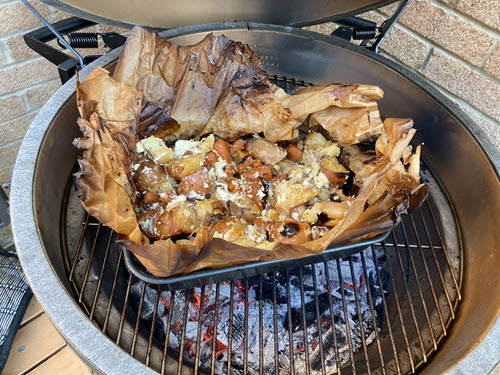 Big Green Egg Lamb Kleftiko Vegetables